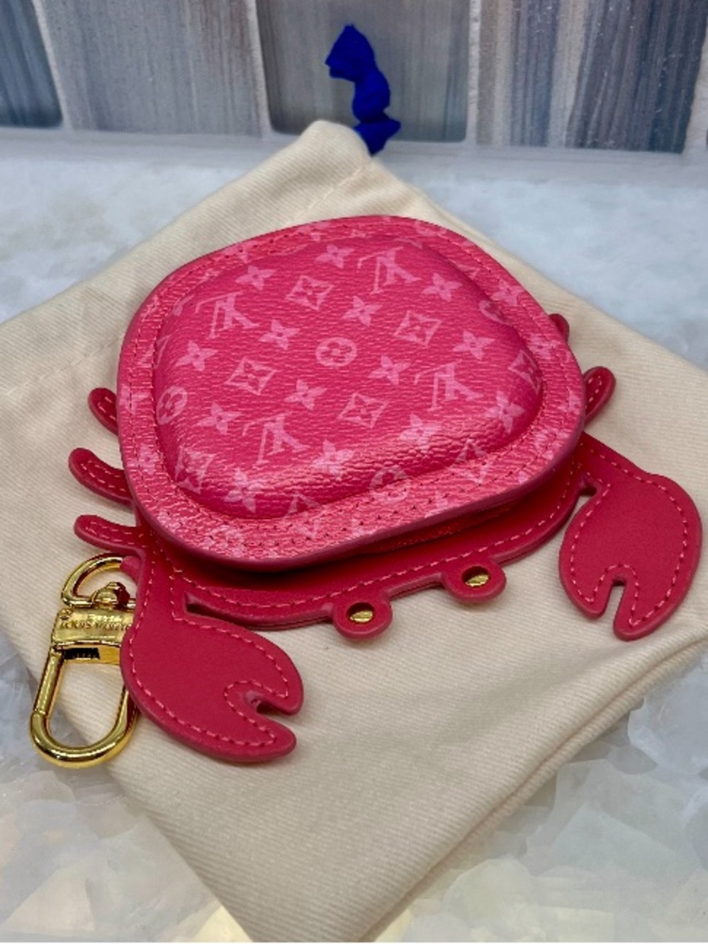 HOLD FOR AUDREY monogram Crab bag/purse charm keychain Pouch
